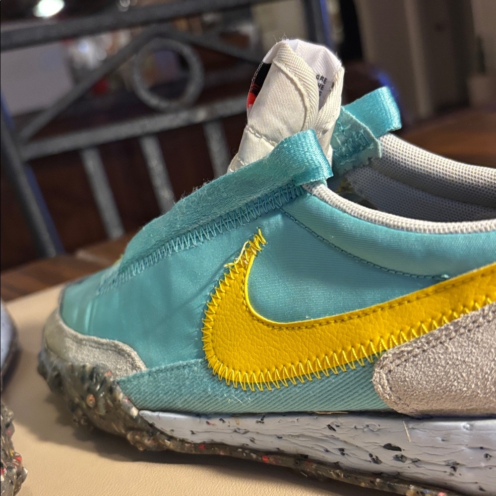 Nike Turquoise & Yellow Waffle-Inspired Sneakers - Picture 8 of 10